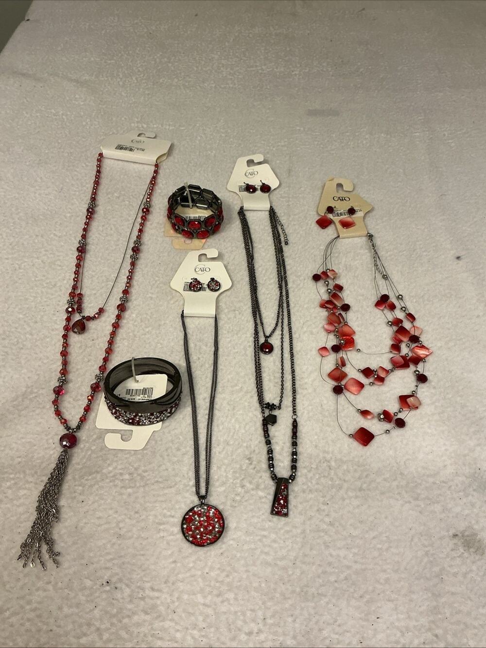 Catos Women’s Mixed Lot Red And Silver Jewelry 9 Piece NWT 3609